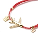 Bonne chance u et avion de ligne laiton micro pave bracelet à breloques en zircone cubique pour adolescente femmes BJEW-JB07039-4