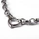 Heart 304 Stainless Steel Link Necklaces and Bracelets Jewelry Sets SJEW-F132-08P-3
