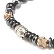 Natural Wood & Synthetic Hematite & Coconut Shell Beaded Stretch Bracelet with Buddha Head BJEW-JB07811-4