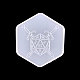 六角形の剣模様サイコロボックス金型食品グレードのシリコーン金型  UVレジン用  エポキシ樹脂ジュエリー作り  ホワイト  97x107x3mm SIMO-PW0001-304I-01-1