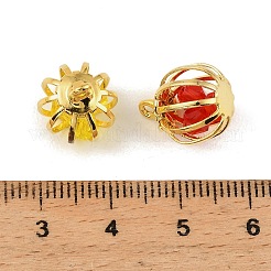 Подвески в виде клетки из латунных стеклянных бусин&nbsp;KK-T080-30G-M