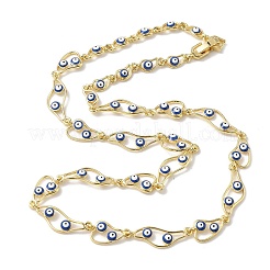 Латунная эмаль сглаз звено цепи ожерелья&nbsp;NJEW-G183-01G-04