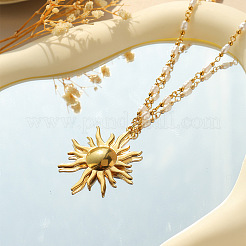 Ожерелья с подвеской в виде солнца из нержавеющей стали 304 с искусственным жемчугом ABS&nbsp;NJEW-Z107-01G