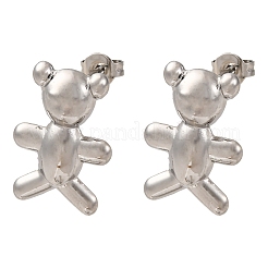 Серьги-гвоздики из латуни в форме медведя&nbsp;EJEW-D322-04P