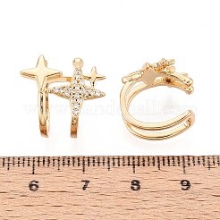 Латунные серьги-манжеты из прозрачного кубического циркония&nbsp;EJEW-T047-78G