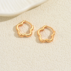 Серьги-кольца из латуни с цветком&nbsp;PM0163