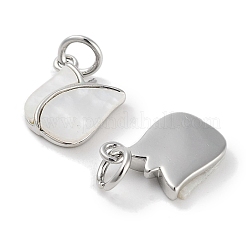 Подвески из латуни из натуральной ракушки с розами и прыгающими кольцами&nbsp;KK-C051-23P