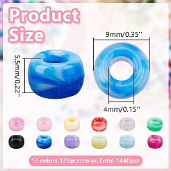 1440 шт. 12-х цветные акриловые и смоляные бусины&nbsp;KY-GO0001-11