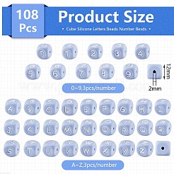 108 шт. белые кубические силиконовые бусины с буквенным номером&nbsp;JX438C