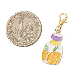 Подвесные украшения из эмалевого сплава в форме оранжевой бутылки&nbsp;HJEW-JM03956