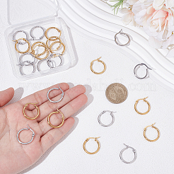12 пара серег-колец из нержавеющей стали 201 двух цветов для женщин&nbsp;EJEW-UN0003-02
