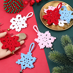 12 шт. подвеска-снежинка из хлопка 4 цветов&nbsp;HJEW-GF0001-70