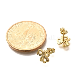 Серьги-гвоздики из латуни с микропаве из прозрачных кубических цирконий&nbsp;EJEW-C126-02G