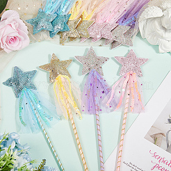 12 шт. Звездная волшебная палочка из полиэстера с блестками 4 цветов&nbsp;DIY-CP0011-94A