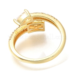 Открытые манжеты из латуни с микро-паве и кубическим цирконием для женщин&nbsp;RJEW-M022-32G