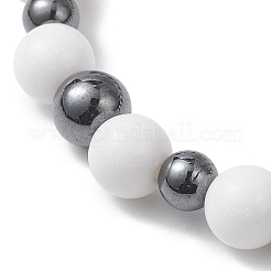 Браслеты из натурального машанского нефрита и немагнитного синтетического гематита с бусинами для женщин&nbsp;BJEW-JB13138