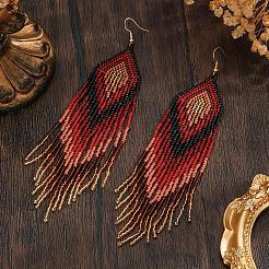 Богемные серьги-подвески ручной работы из стеклянного бисера.&nbsp;EM1640