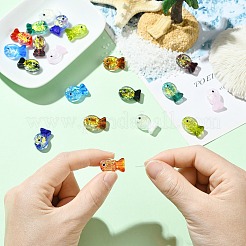 20 шт. 10-х цветные бусины-рыбки из фольги ручной работы&nbsp;FOIL-CJ0001-13