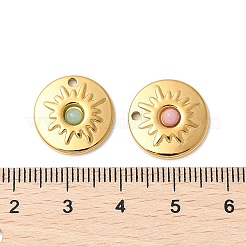 Плоские круглые подвески из натурального смешанного камня&nbsp;STAS-F312-14G