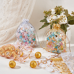 80 шт. 4-х цветные мешочки из органзы с принтом в виде сердец&nbsp;OP-BBC0001-50B