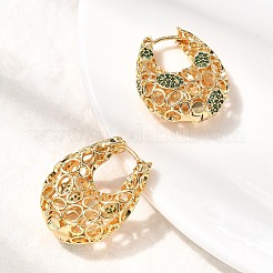 Серьги-кольца из латуни с микропаве из кубических цирконий&nbsp;EJEW-B148-06G