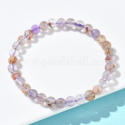 Браслеты из натуральных круглых бусин из кварца лодолита для женщин&nbsp;BJEW-Z158-03K-04