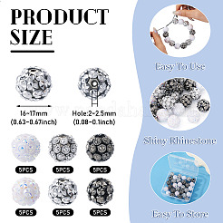 30шт 6 цвета смоляные бусины со стразами&nbsp;RESI-TA0004-71