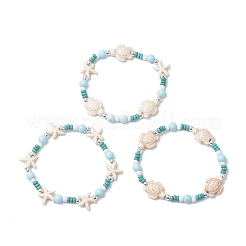 3шт. браслеты из синтетической окрашенной бирюзы и натурального хаулита для женщин&nbsp;BJEW-JB11794