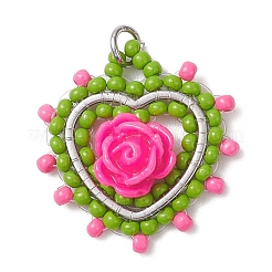 Сердце из стеклянных бусин с подвесками в виде роз&nbsp;PALLOY-MZ01030