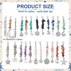 21 шт. подвесные украшения из сплава натуральных и синтетических камней&nbsp;HJEW-PH02086