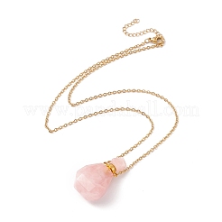 Открывающиеся граненые ожерелья с подвесками в виде флаконов духов из натуральных и синтетических смешанных камней для женщин&nbsp;NJEW-F296-04G