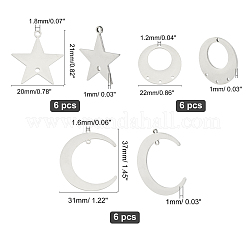 18 шт. 3 стиля 201 звеньев из нержавеющей стали соединители и звенья для компонентов люстры&nbsp;STAS-UN0021-57P