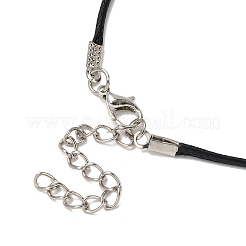 Ожерелье из вощеного шнура с подвеской из сплава и натурального тигрового глаза&nbsp;NJEW-JN05440-03