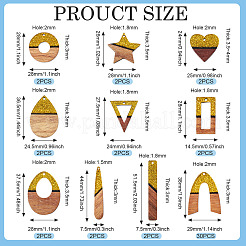 20шт 10 стиля подвески из непрозрачной смолы и орехового дерева&nbsp;RESI-TA0003-37