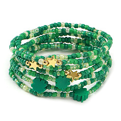 7 шт. 3 варианта браслетов из стеклянного бисера на День Святого Патрика&nbsp;RL8024-1