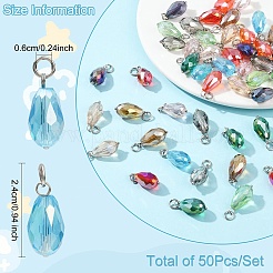 50шт 10 цвета стеклянные подвески&nbsp;PALLOY-YW00045