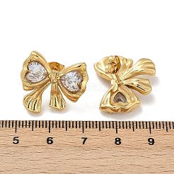 Серьги-гвоздики из нержавеющей стали 304 с бантом и стеклом&nbsp;EJEW-M105-02G