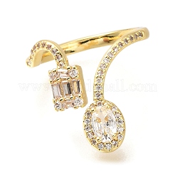 Открытые манжеты из латуни с микро-паве и кубическим цирконием для женщин&nbsp;RJEW-M022-36G