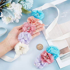 Поясные цепные ремни и ободки из полиэстера с искусственным жемчугом&nbsp;DIY-WH0308-150C