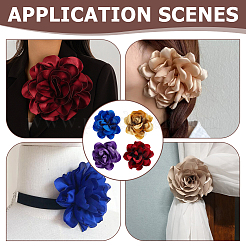 4 шт. 4-х цветная 3D-цветочная утюжок с атласной булавкой&nbsp;JEWB-PH0001-46