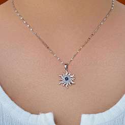 Женские подвески-солнце из латуни с прозрачными и синими кубическими цирконами&nbsp;RG3792-1