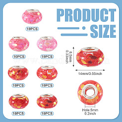 70 шт. 7-х цветные прозрачные бусины из смолы в форме ронделла европейские&nbsp;RESI-TA0004-82