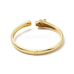 Браслет-кафф с леопардовым принтом и зеленым кубическим цирконием&nbsp;BJEW-P281-06G