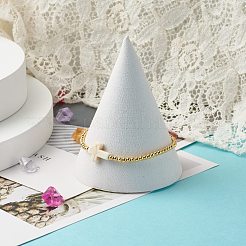 Эластичный браслет из синтетических бирюзовых (окрашенных) бусин в форме креста для девочек и женщин&nbsp;BJEW-JB06864-02