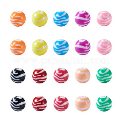 80 шт. двухцветные непрозрачные полосатые акриловые бусины&nbsp;SACR-BT0001-02