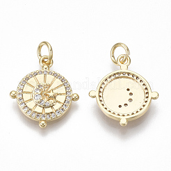 Латунные микропаве прозрачные подвески с фианитом&nbsp;KK-S356-033G-NF