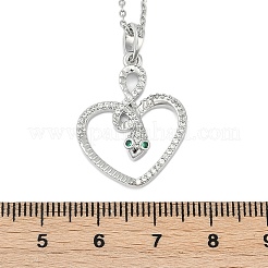Латунные микропаве прозрачные кубические цирконии сердце змея подвески ожерелья&nbsp;LS-NJEW-K280-04P