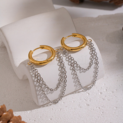 Двухцветные серьги-кольца из нержавеющей стали 304&nbsp;RC0158