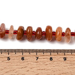 Нити бусин из натурального красного меха кролика с рутиловым кварцем&nbsp;G-L649-C06-01