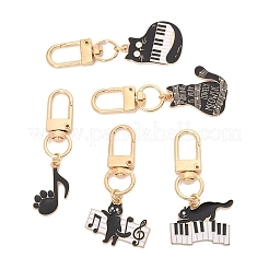 5 шт. подвеска из сплава и эмали на тему кошек и музыки&nbsp;HJEW-FS00035-03
